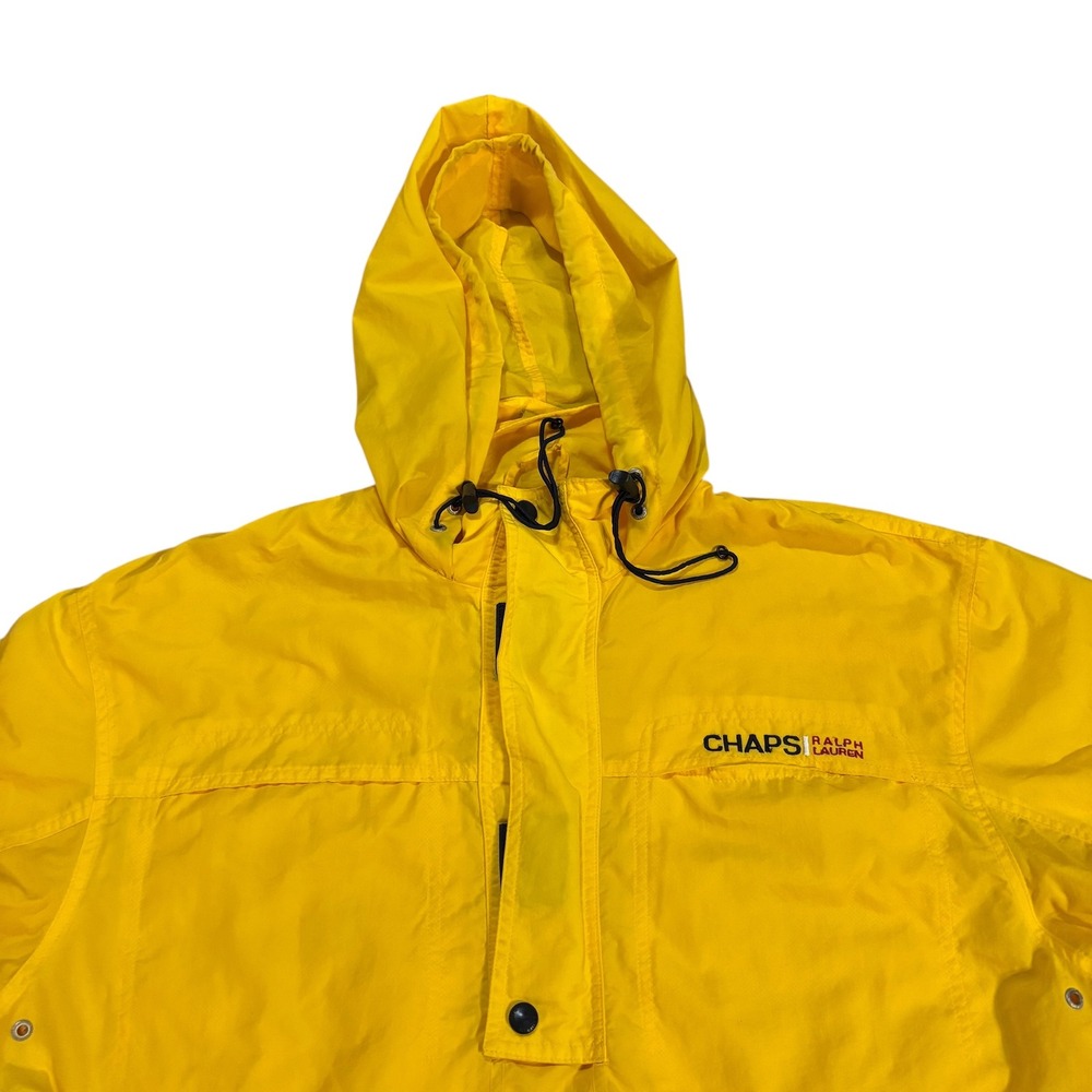 Chaps Ralph Lauren Mens Yellow Anorak Windbreaker Jacket Hooded Vintage Size M‎ - Picture 2 of 12
